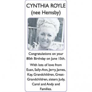 CYNTHIA (nee Hensby) ROYAL