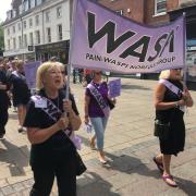 WASPI women stage a protest in Norwich city centre