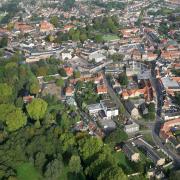 An aerial view of Thetford town centre