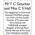 Mr T C GOUCHER and Miss C S HALL