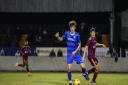 Lowestoft Town defender Josh Wells featuring against an Ipswich XI in September 2020 at Crown Meadow.