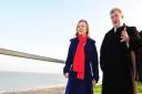 Liz Truss, pictured at Scratby, Norfolk, during her time as environment secretary in 2014, along with Great Yarmouth MP Brandon Lewis.