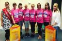 Pictured in pink are the ladies who took part in the charity event. From left: Miranda Currie, Kate Ewing, Caroline King, Andrea Farmer, Sue Watkins and Lau Parker. Picture: Caroline King