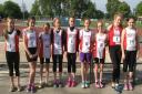 The female representatives of Thetford AC at an East Anglian Youth League track meeting in Bury.