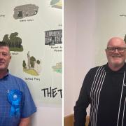 Newly elected Thetford town councillor Mac MacDonald (left) and Breckland district councillor Terry Land (right)