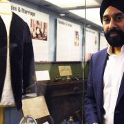Peter Bance at the exhibition showing the life of Maharajah Duleep Singh at the Archive Centre, with the artifacts and objects from Peter's own collection, including the Maharajah's velvet Indian jacket
