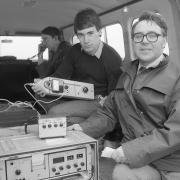 Noise testing experts at Fakenham Magna in 1984.