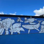 Simon Mitchell painted the mural inspired by the art work of children at Redcastle Family School.