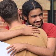 Students celebrating their A-level results at Jane Austen College in Norwich
