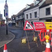 Roadworks are continuing through the coronavirus pandemic, but workers are adhering to social distancing guidelines of two metres. File picture: ARCHANT