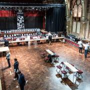 Suffolk County Council and Ipswich Borough Council election count 2021, at the Ipswich Corn Exchange