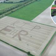 Norfolk farmer Jonny Storey used GPS tractor technology to cultivate a tribute to the Queen in a 20-acre field at Feltwell
