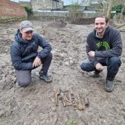 Rory Townsend (left) and John Settle from Bush Adventures with the bones
