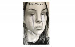 Behind the Mask by Maisie Jones, which is being used as a poster to encourage conversations around mental health
